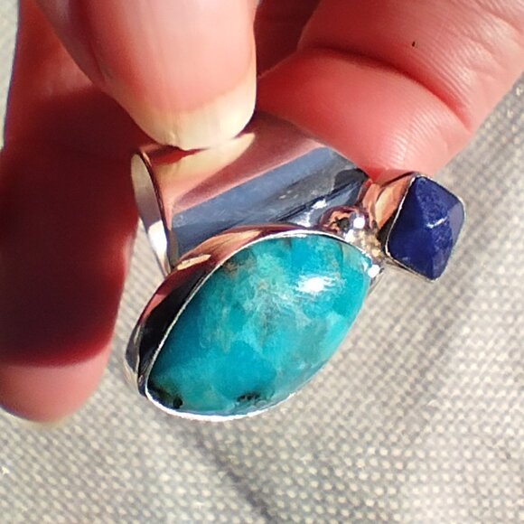 Jay King DTR mine finds turquoise Lapis ring size 9 sterling Silver 925 - Picture 2 of 9